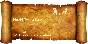 Maár Alex névjegykártya